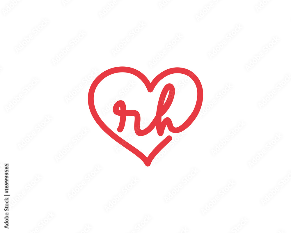 Lowercase letter rh and heart 1