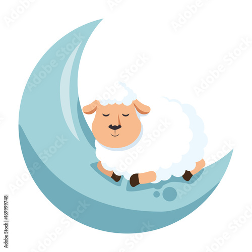moon with sheep sleeping vector illustration design