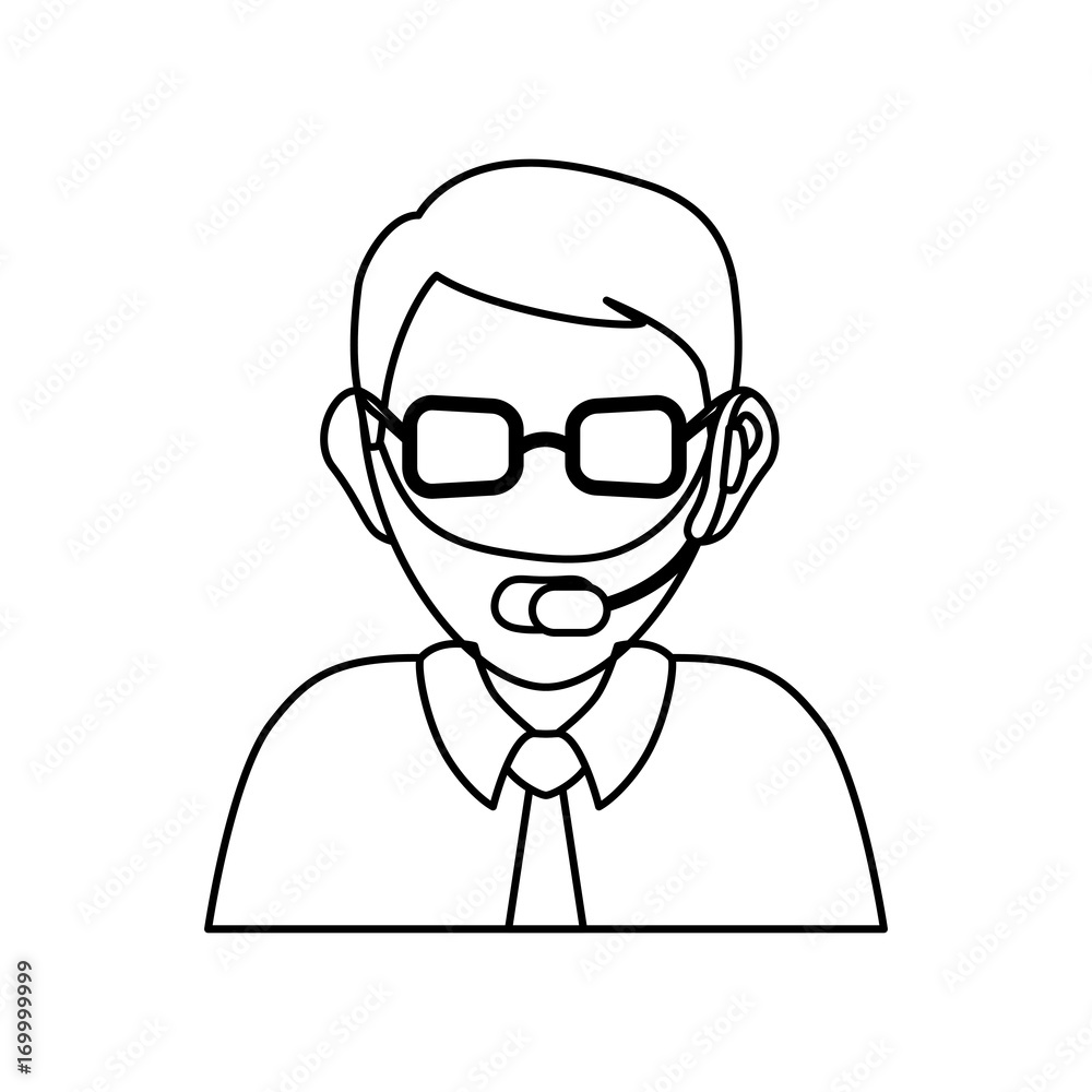 man with headset icon over white background vector illustration man with headset icon over white background vector illustration