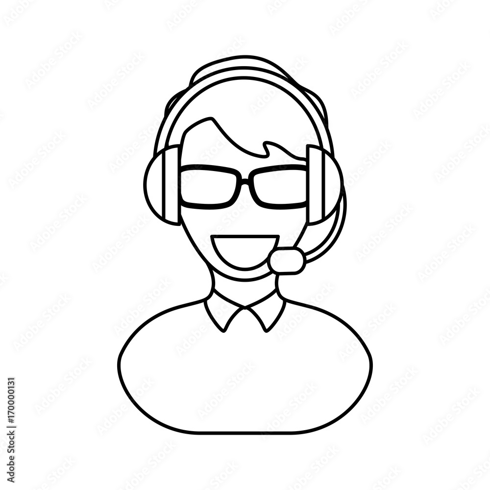 man with headset icon over white background vector illustration man with headset icon over white background vector illustration