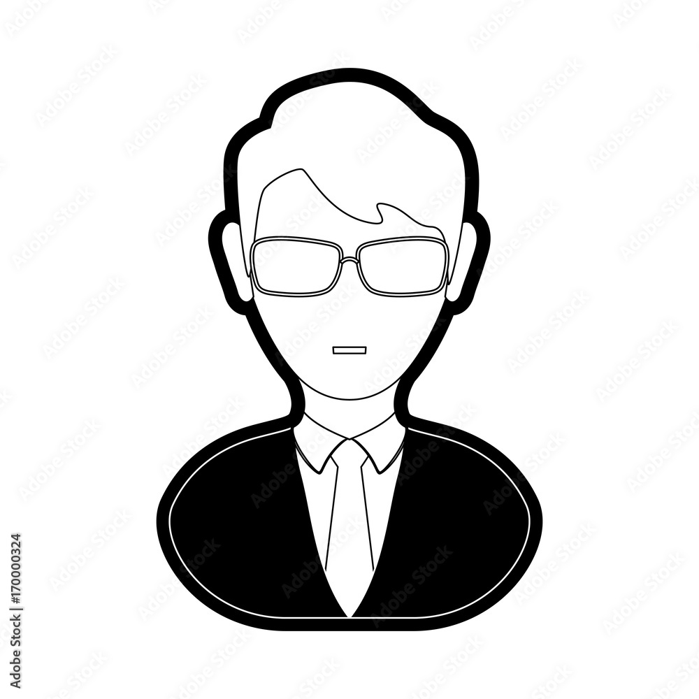 flat line monocromatic man over white vector illustration flat line monocromatic man over white vector illustration