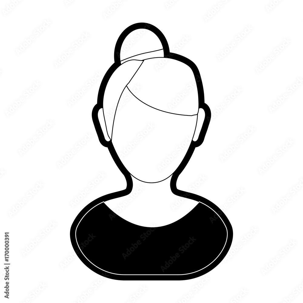 flat line monocromatic woman job over white background vector illustration flat line monocromatic woman job over white background vector illustration