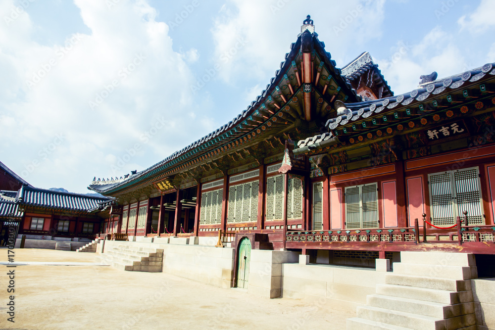 Palace and blue sky in winter