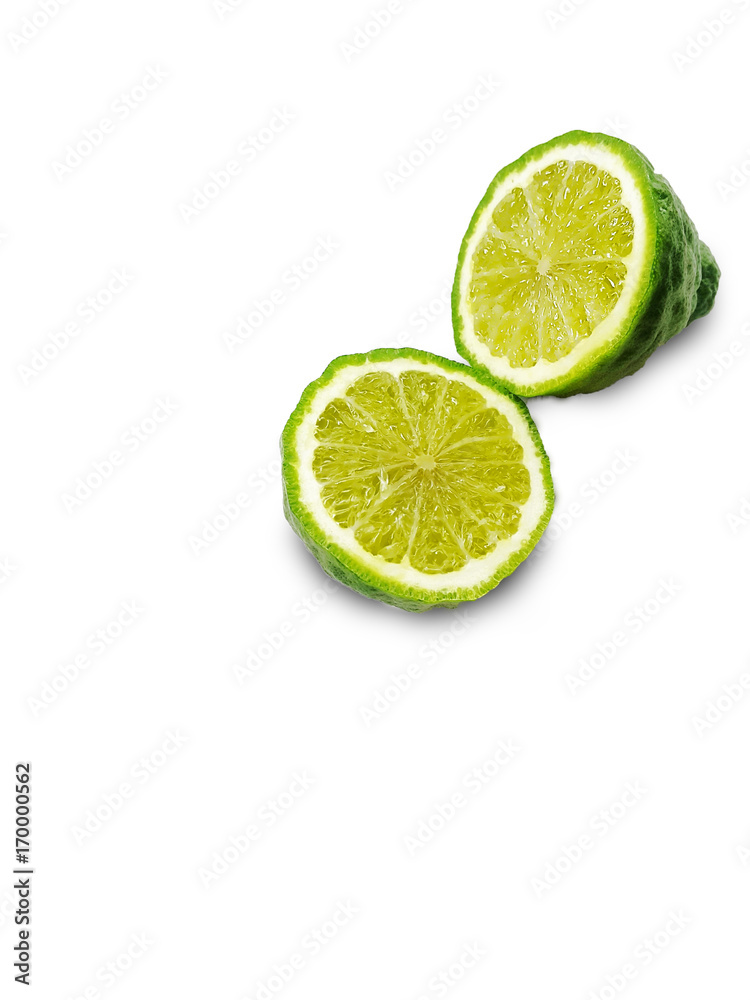 Green Bergamot fruit on a white background Green Bergamot fruit on a white background