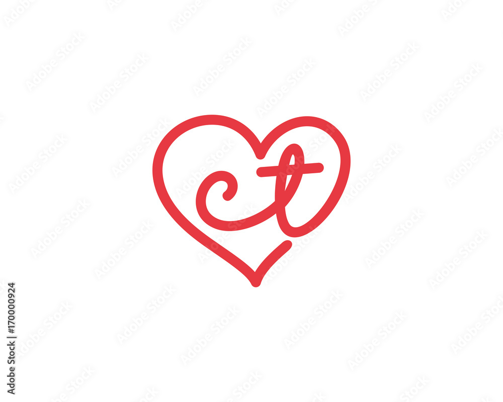 Fototapeta premium Lowercase letter ct and heart 1