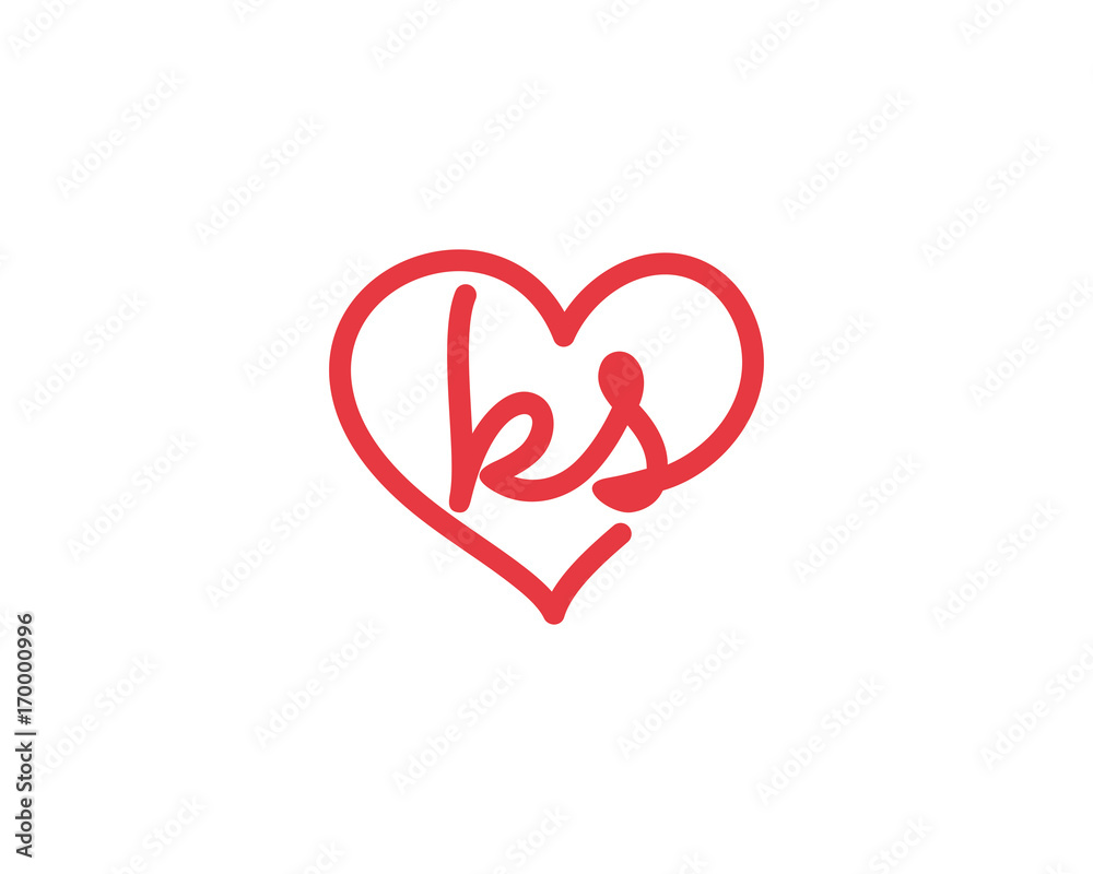 Lowercase letter ks and heart 1