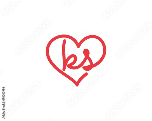 Lowercase letter ks and heart 1