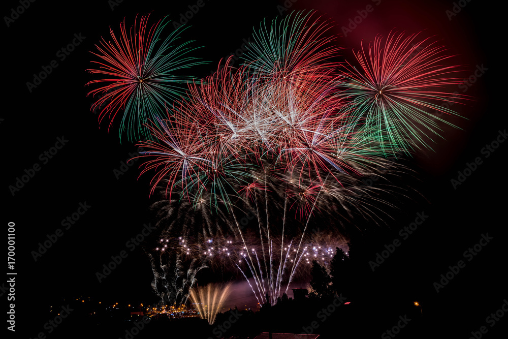fireworks on a night isolated background