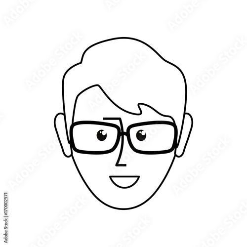 man with glasses icon over white background vector illustration