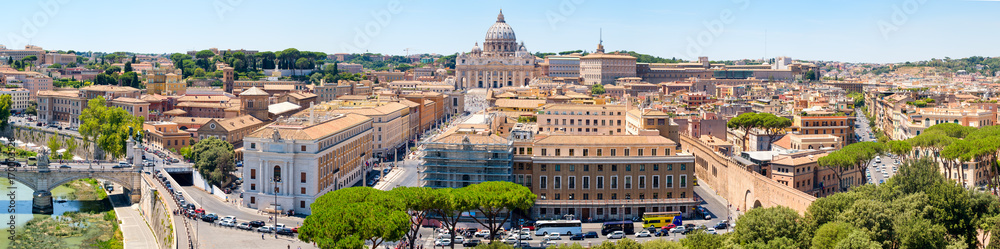 Aerial panorama of central Rome including the Vatican City