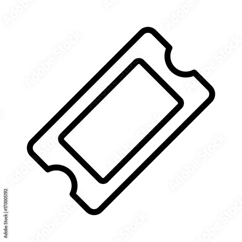 Movie ticket admission stub or raffle token line art vector icon for apps and website