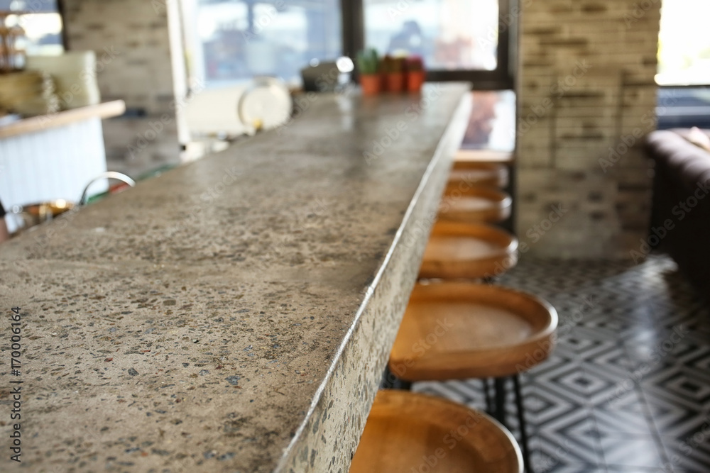 Bar counter in modern restaurant