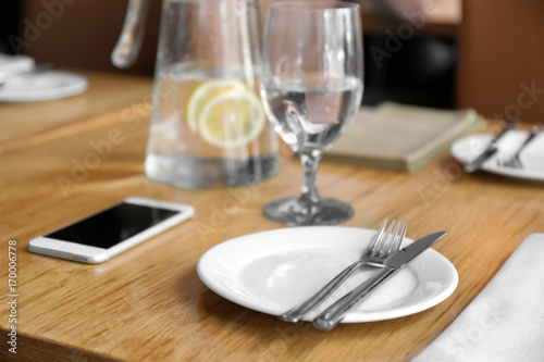 Fototapeta Naklejka Na Ścianę i Meble -  Beautiful served table in restaurant