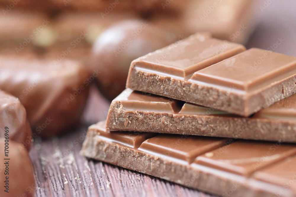 Pile of chocolate with nuts Pile of chocolate with nuts