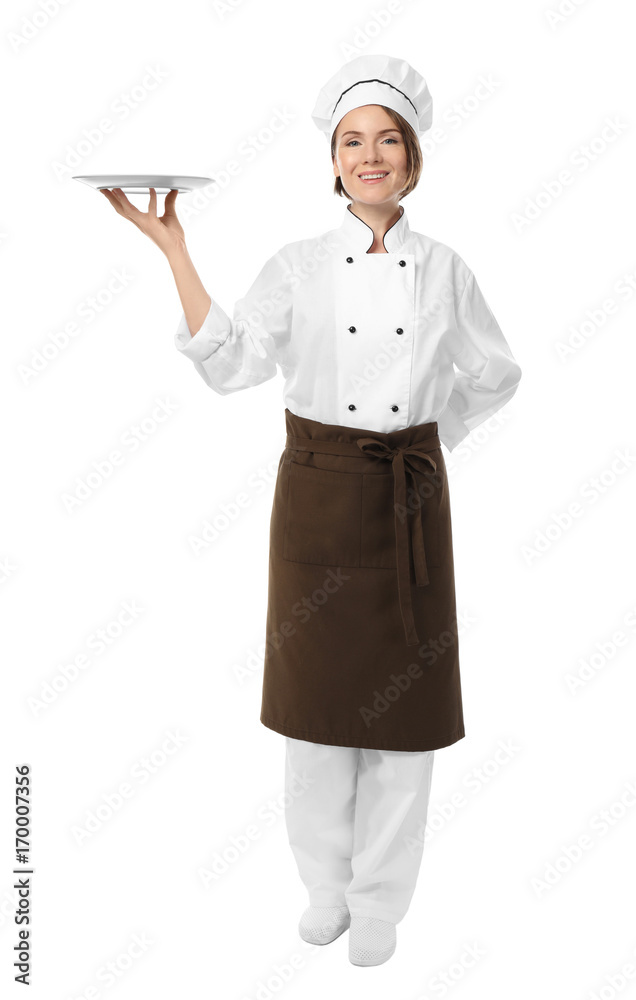 Female chef on white background Female chef on white background