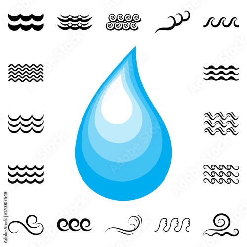 Blue drop vector icon