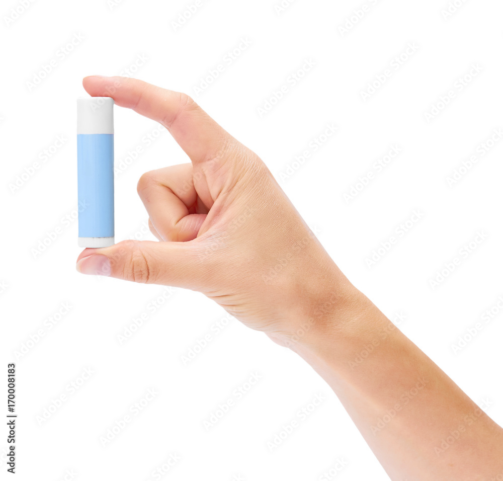 lipstick in hand isolated on white background lipstick in hand isolated on white background