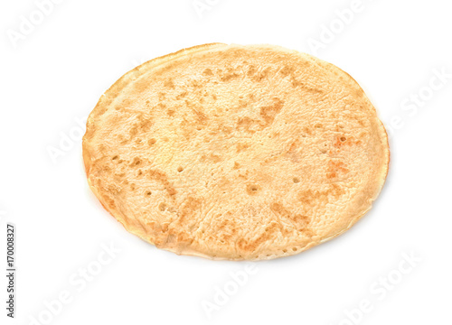 Thin pancake isolated on white