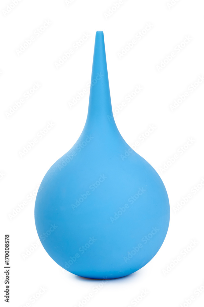 blue enema ot syringe bulb. Isolated on white background blue enema ot syringe bulb. Isolated on white background
