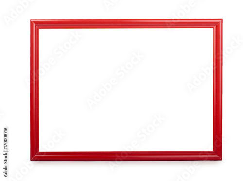 Wooden red photo frame. Isolated on white background