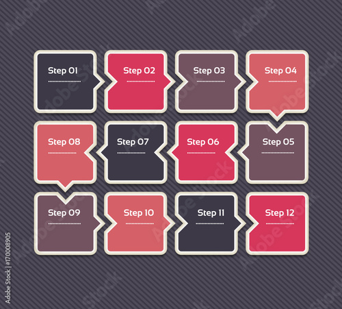 Vector progress background. Template for diagram, graph, presentation and chart. Business concept with 12 options, parts, steps or processes. Abstract background. eps 10