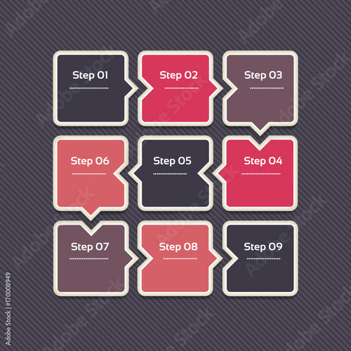 Vector progress background. Template for diagram, graph, presentation and chart. Business concept with 9 options, parts, steps or processes. Abstract background. eps 10.