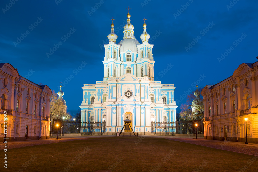 Smolny Cathedral on the may night. Saint-Petersburg, Russia
