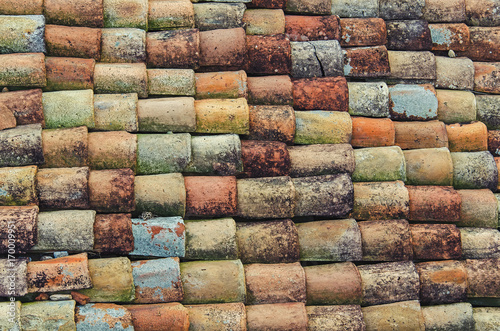 A pattern of colourful old tile photo