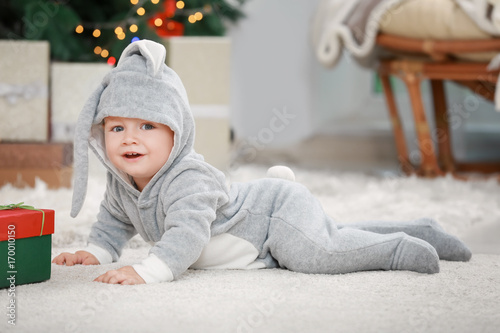 Cute little baby wearing bu...