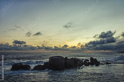 A picturesque view on the sunset at the sea in Sri Lanka