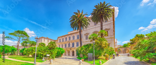 Barberini Palace (Palazzo Barberini ) .Palazzo Barberini  is a 17th-century palace in Rome, facing the Piazza Barberini in Rione Trevi. It houses the Galleria Nazionale d'Arte Antica. photo