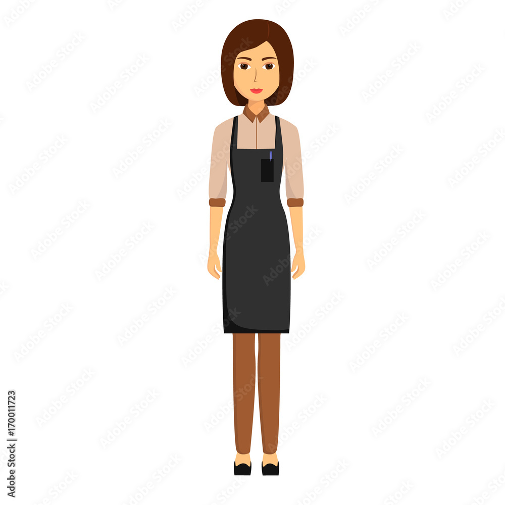 Waiter in apron isolated on white background. Vector illustration Waiter in apron isolated on white background. Vector illustration
