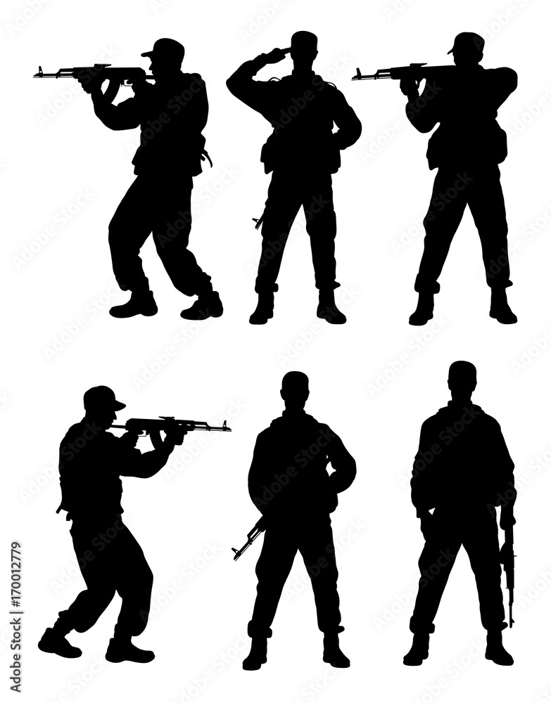 Fotografie Male soldier gesture silhouette