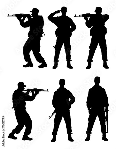 Male soldier gesture silhouette. Good use for symbol, logo, web icon, mascot, sign, or any design you want.