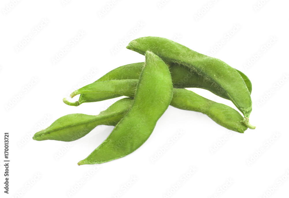 Green soybeans isolated on white background. Green soybeans isolated on white background.