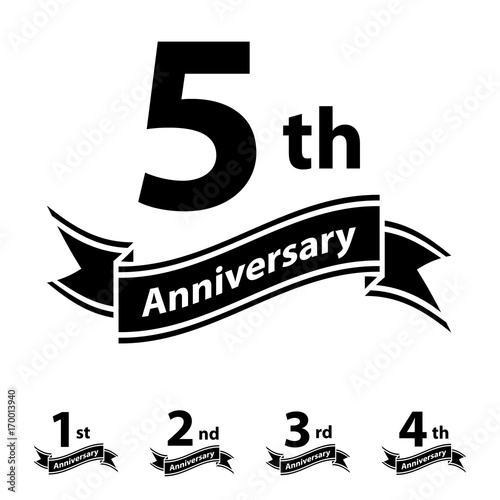 anniversary ribbon number 1 2 3 4 5 vector