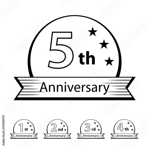 anniversary ribbon number 1 2 3 4 5 vector