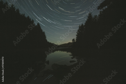 Star Trails Forest and Lake