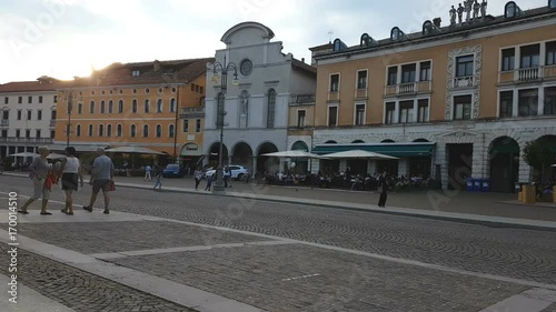 Summer sunset in the Belluno main square, Veneto, Italy