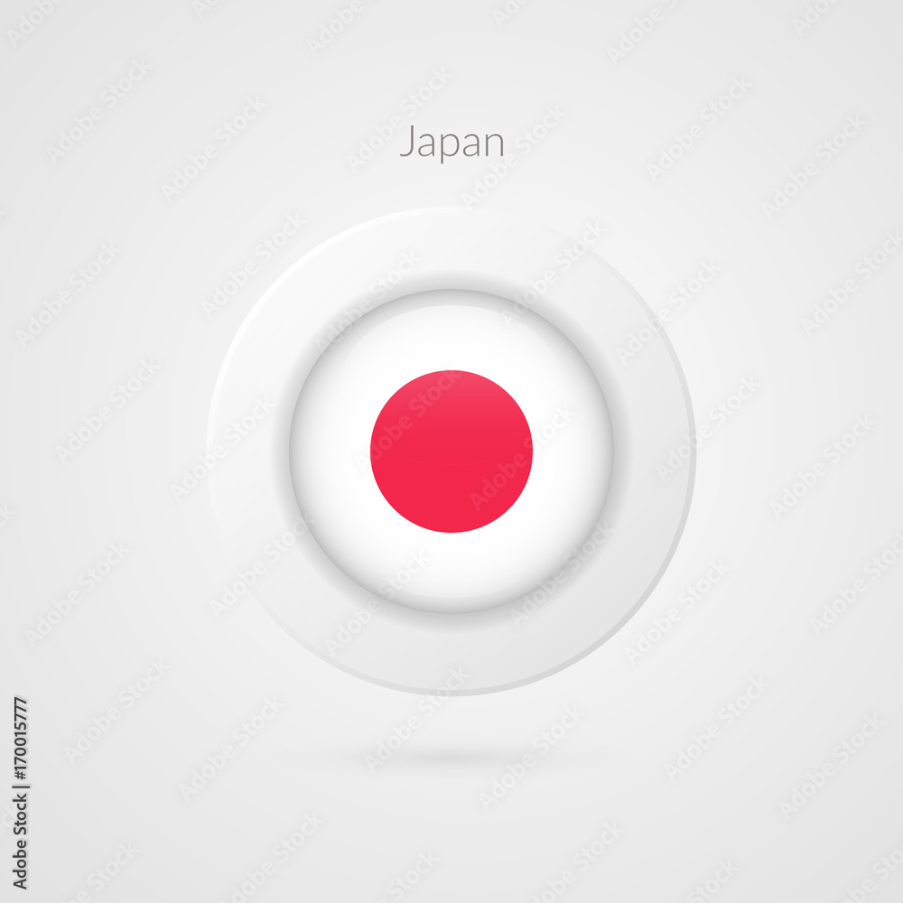 Vector Japanese flag sign. Isolated Japan circle symbol. Asian country