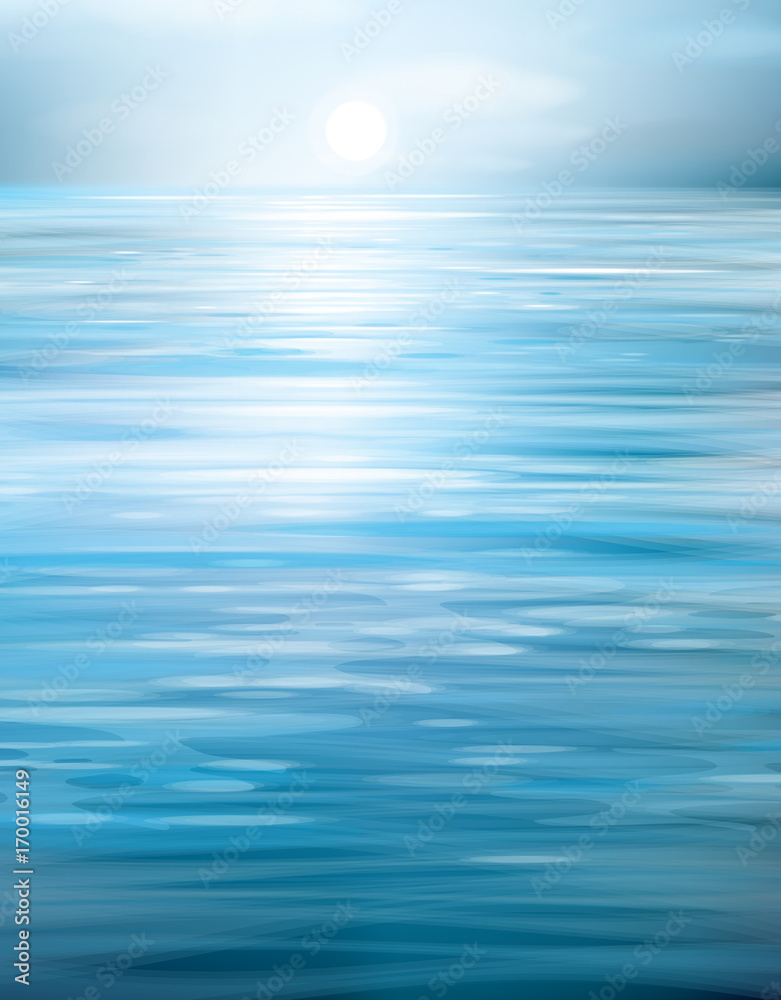 Vector blue sea and sun shine sky background. Vector blue sea and sun shine sky background.
