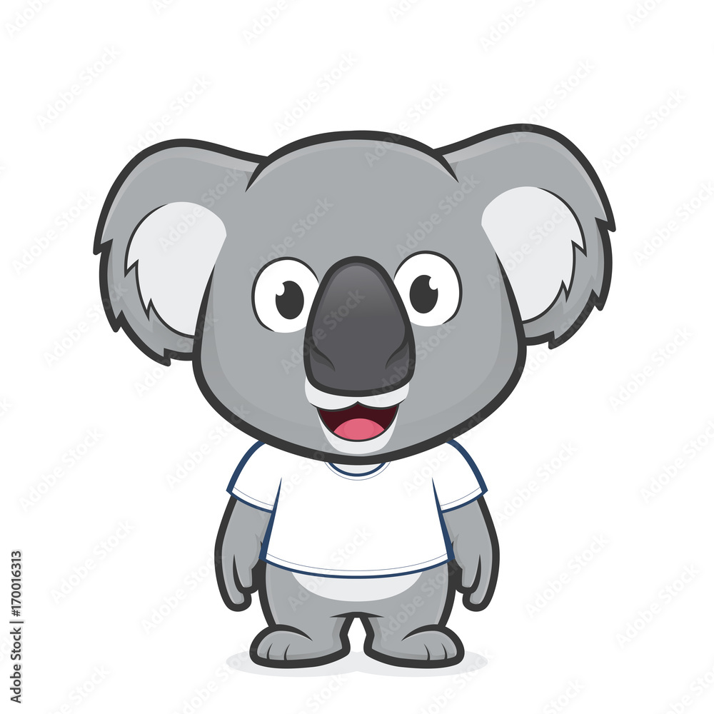 Naklejka premium Koala wearing white t shirt