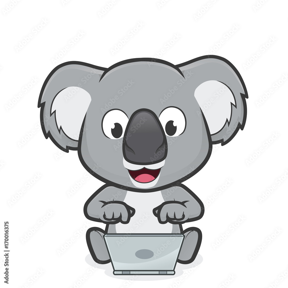Fototapeta premium Koala z laptopem