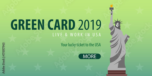 Green Card Lottery banner. Immigration and Visa to the USA.