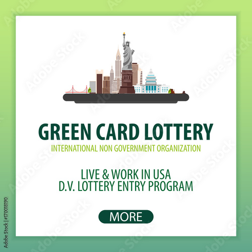 Green Card Lottery banner. Immigration and Visa to the USA.
