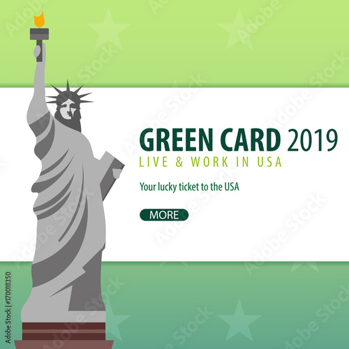 Green Card Lottery banner. Immigration and Visa to the USA.