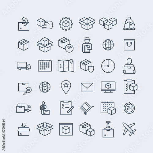 Simple Set of Delivery Related Vector Line Icons.