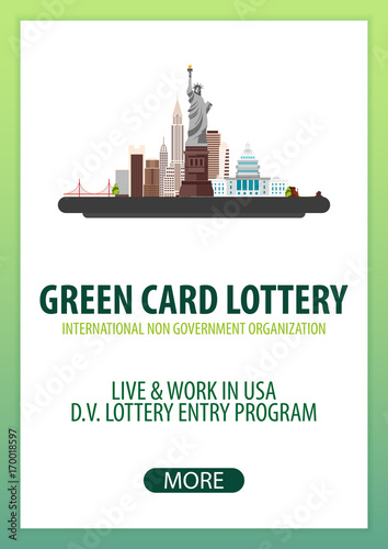 Green Card Lottery banner. Immigration and Visa to the USA.