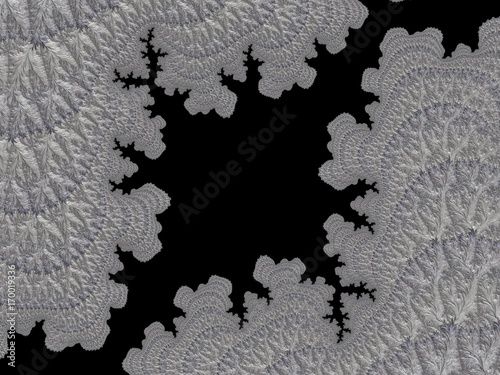 Fototapeta Naklejka Na Ścianę i Meble -  Silver fractal created in 3d. Rich look to decorate any card, vignette, invitation letter, background for website or social networks.