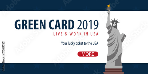 Green Card Lottery banner. Immigration and Visa to the USA.